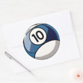 Comic Style Number 10 Billiards Ball Ronde Sticker (Envelop)