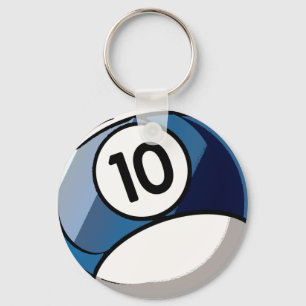Comic Style Number 10 Billiards Ball Sleutelhanger