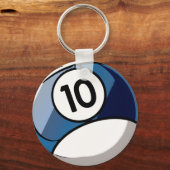 Comic Style Number 10 Billiards Ball Sleutelhanger (Voorkant)