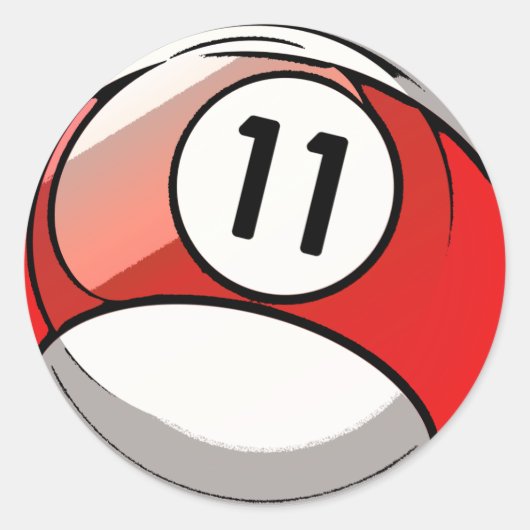 Comic Style Number 11 Billiards Ball Ronde Sticker (Voorkant)