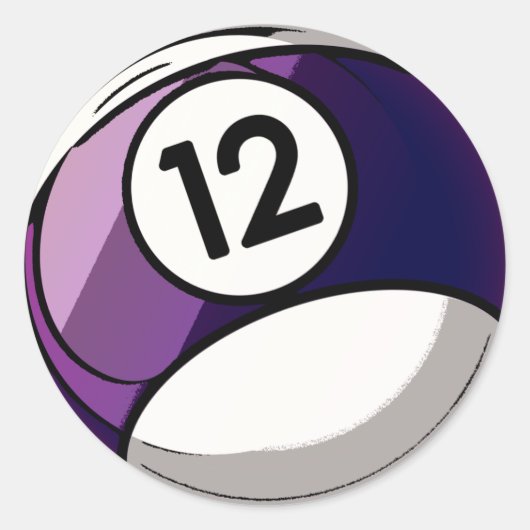 Comic Style Number 12 Billiards Ball Ronde Sticker (Voorkant)