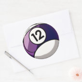 Comic Style Number 12 Billiards Ball Ronde Sticker (Envelop)