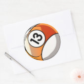 Comic Style Number 13 Billards Ball Ronde Sticker (Envelop)