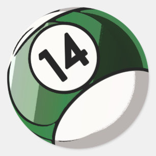Comic Style Number 14 Billiards Ball Ronde Sticker