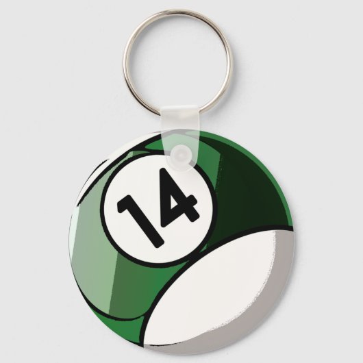 Comic Style Number 14 Billiards Ball Sleutelhanger (Voorkant)
