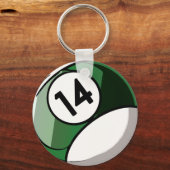 Comic Style Number 14 Billiards Ball Sleutelhanger (Voorkant)