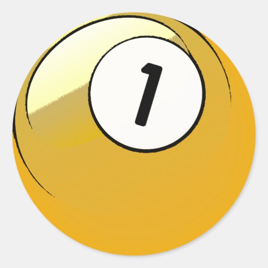 Comic Style Number 1 Billiards Ball Ronde Sticker (Voorkant)
