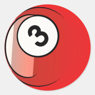 Comic Style Number 3 Billiards Ball Ronde Sticker