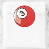 Comic Style Number 3 Billiards Ball Ronde Sticker (Tas)
