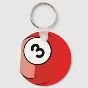 Comic Style Number 3 Billiards Ball Sleutelhanger