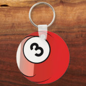 Comic Style Number 3 Billiards Ball Sleutelhanger (Voorkant)