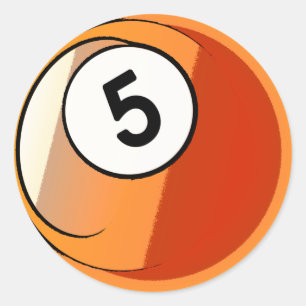 Comic Style Number 5 Billiards Ball Ronde Sticker