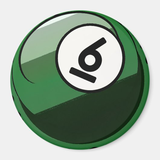 Comic Style Number 6 Billiards Ball Magneet (Voorkant)