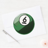 Comic Style Number 6 Billiards Ball Ronde Sticker (Envelop)