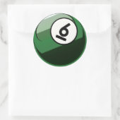 Comic Style Number 6 Billiards Ball Ronde Sticker (Tas)
