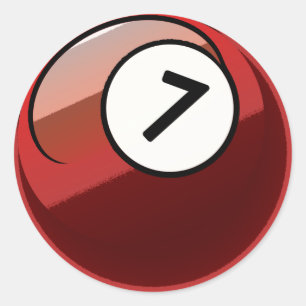 Comic Style Number 7 Billiards Ball Ronde Sticker