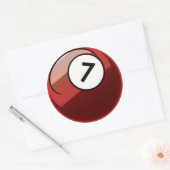 Comic Style Number 7 Billiards Ball Ronde Sticker (Envelop)