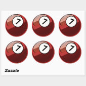 Comic Style Number 7 Billiards Ball Ronde Sticker (Vel)