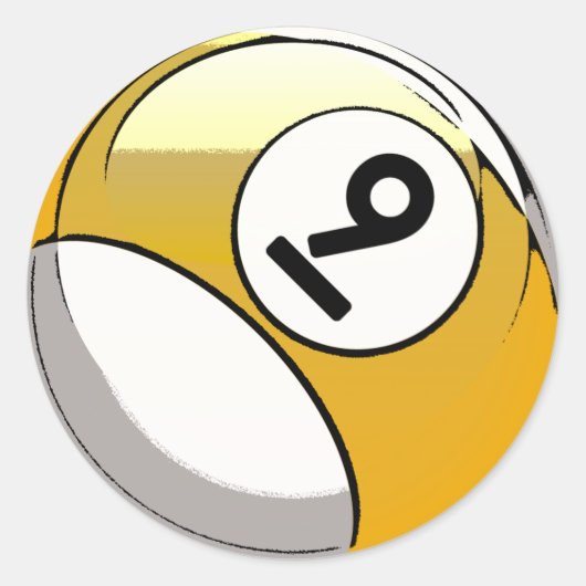Comic Style Number 9 Billiards Ball Ronde Sticker (Voorkant)