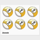 Comic Style Number 9 Billiards Ball Ronde Sticker (Vel)