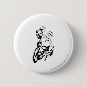 Comic Style - Opvliegend, zwart en wit Ronde Button 5,7 Cm
