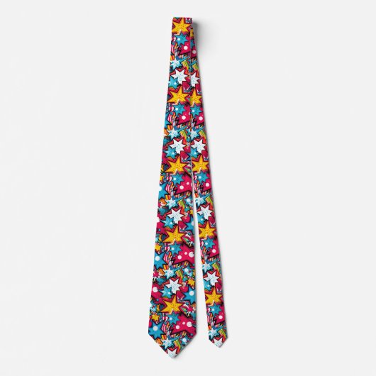 Comic Style Pattern Stropdas (Voorkant)