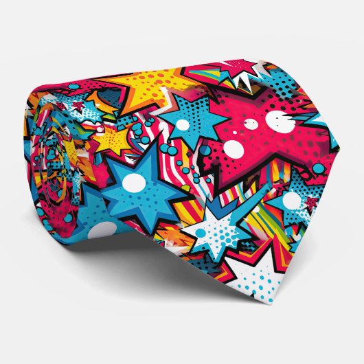 Comic Style Pattern Stropdas (Opgerold)