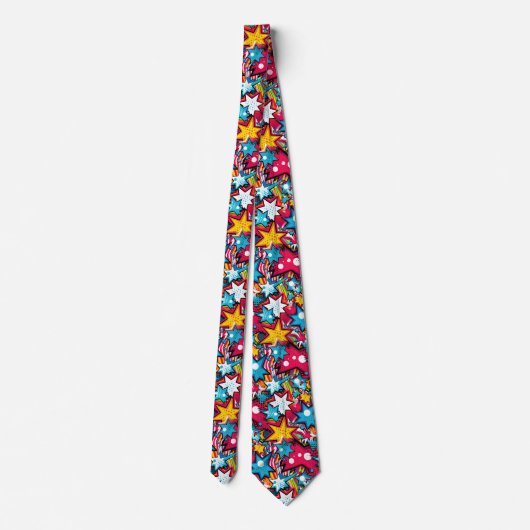Comic Style Pattern Stropdas (Achterkant)