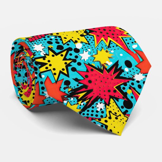 Comic Style Pattern Stropdas (Opgerold)