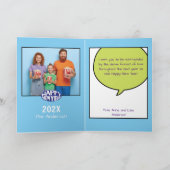 Comic Style, persoonlijke fotokaart, Happy Nieuwja Bedankkaart (Binnen)