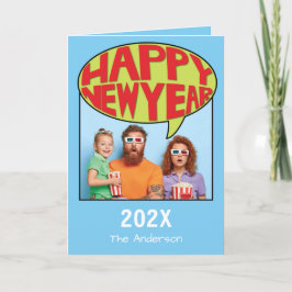 Comic Style, persoonlijke fotokaart, Happy Nieuwja Bedankkaart
