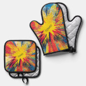 Comic Style Pop Art Explosion (3) Ovenwant & Pannenlap Set (Voorkant / Achterkant)