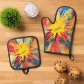 Comic Style Pop Art Explosion (3) Ovenwant & Pannenlap Set (Top down)