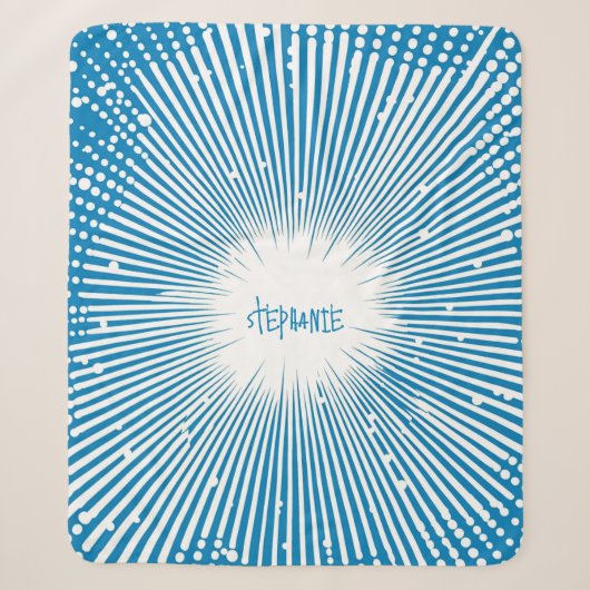 Comic Style Pop Art Explosion - Blauw en Wit Sherpa Deken (Voorkant)