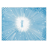 Comic Style Pop Art Explosion - Blauw en Wit Tafelkleed (Voorkant (Horizontaal))