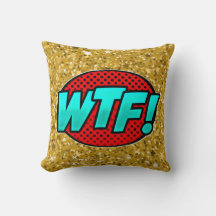 Comic Style Pop Art Retro Blue Aqua Red Gold WTF