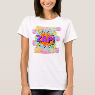 Comic Style Pop Art Retro Blue Paars Oranje ZAP T-shirt
