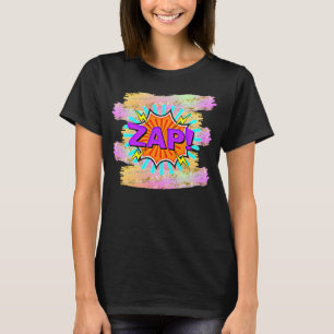 Comic Style Pop Art Retro Blue Paars Oranje ZAP T-shirt