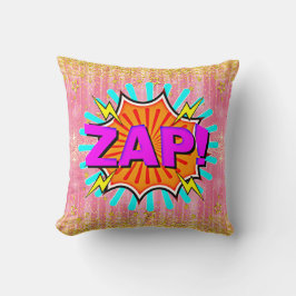 Comic Style Pop Art Retro Oranje Paars Aqua ZAP Kussen