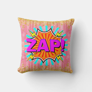 Comic Style Pop Art Retro Oranje Paars Aqua ZAP Kussen