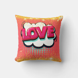 Comic Style Pop Art Retro Pink Love Text Thil Pil Kussen