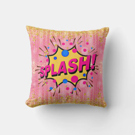 Comic Style Pop Art Retro Pink Yellow Gold SPLASH Kussen