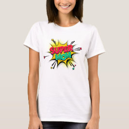 Comic Style Pop Art Retro Red Yellow SUPERMOM T-shirt