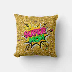Comic Style Pop Art Retro Stars Roze Super Mam Kussen