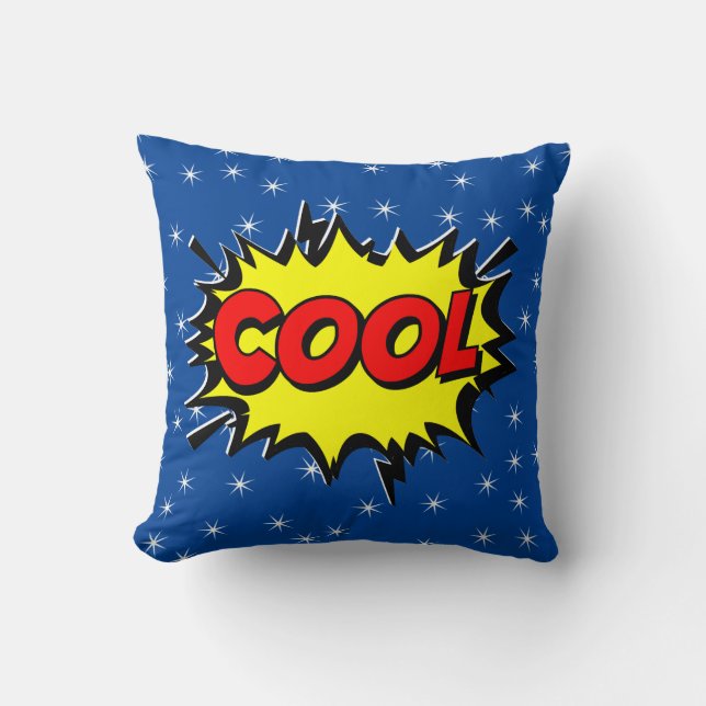 Comic Style Pop Art Retro Yellow Red Blue COOL Th Kussen (Voorkant)