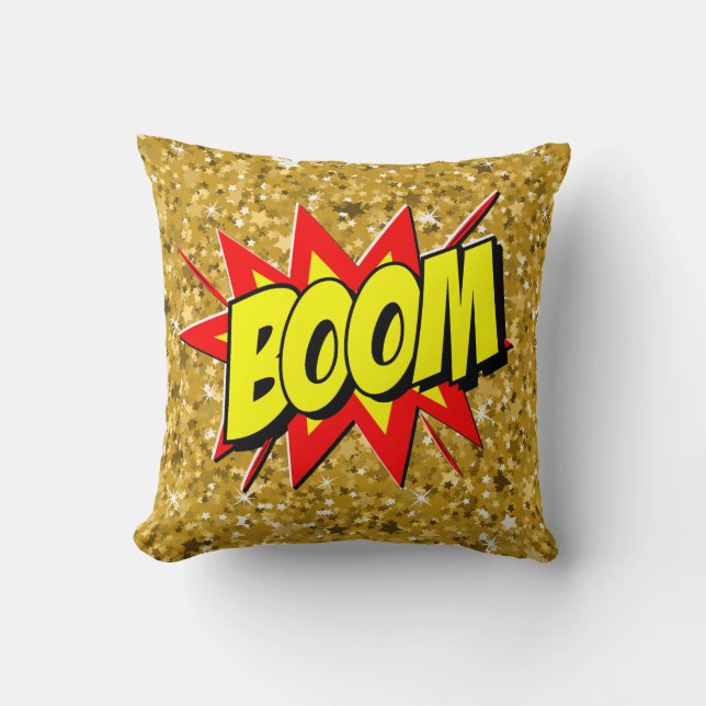 Comic Style Pop Art Retro Yellow Red Yellow BOOM Kussen (Voorkant)