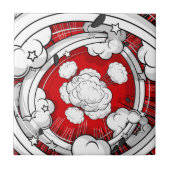 Comic Style Red Fight Clouds Tegeltje (Voorkant)