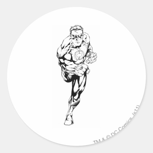 Comic Style - Running, Black and White Ronde Sticker (Voorkant)