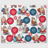 Comic Style Santas, aangepast Cadeaupapier (Vlak)