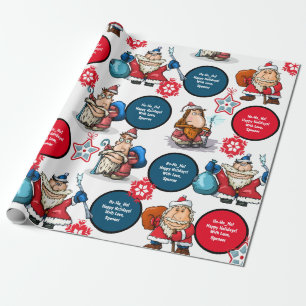 Comic Style Santas, aangepast Cadeaupapier